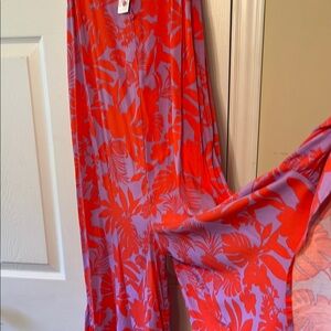 Cato Red and Purple Jumpsuit Vibrant Floral Design